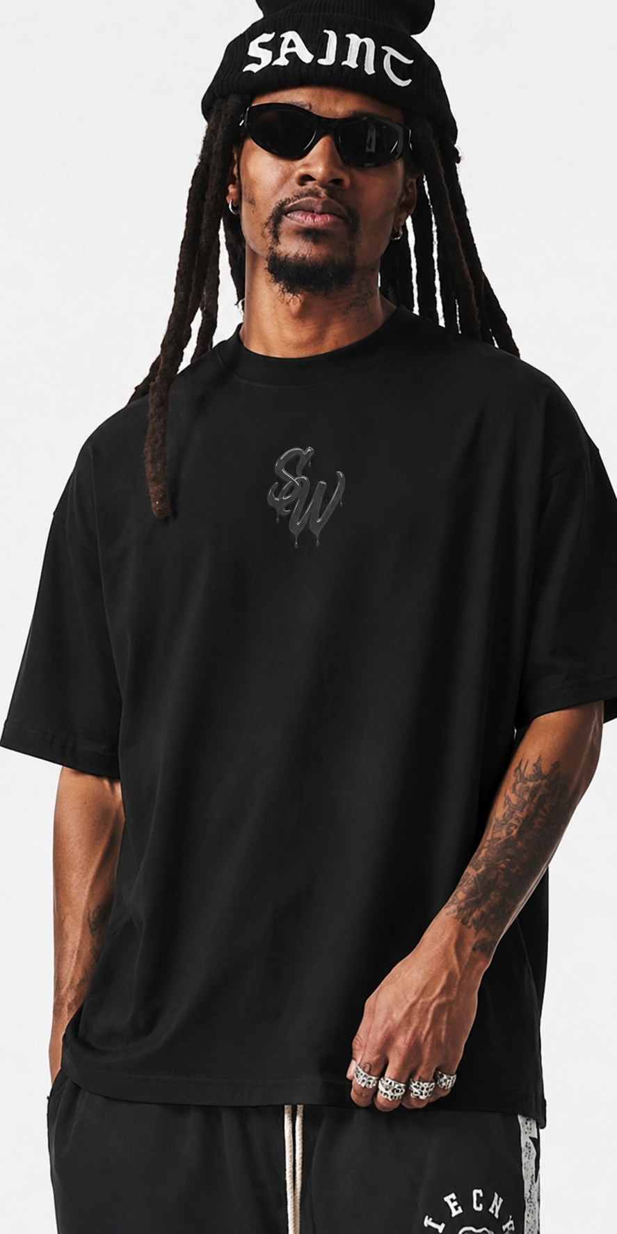 Sw Black Drip Oversize Tee